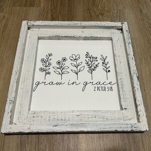 Rustic White Framed Wall Art with Floral Design